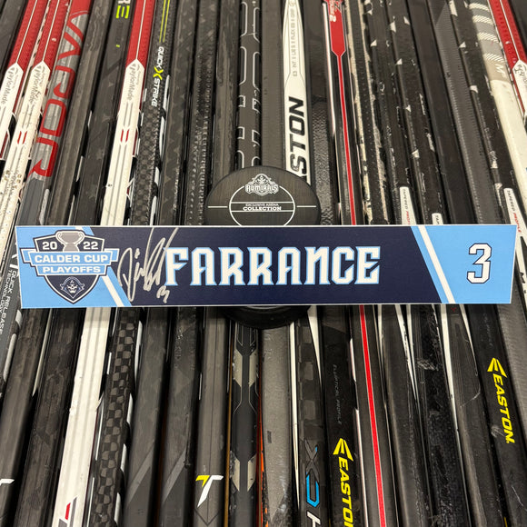 FARRANCE NAVY PLAYOFF 21-22 SIGNED NAMEPLATE