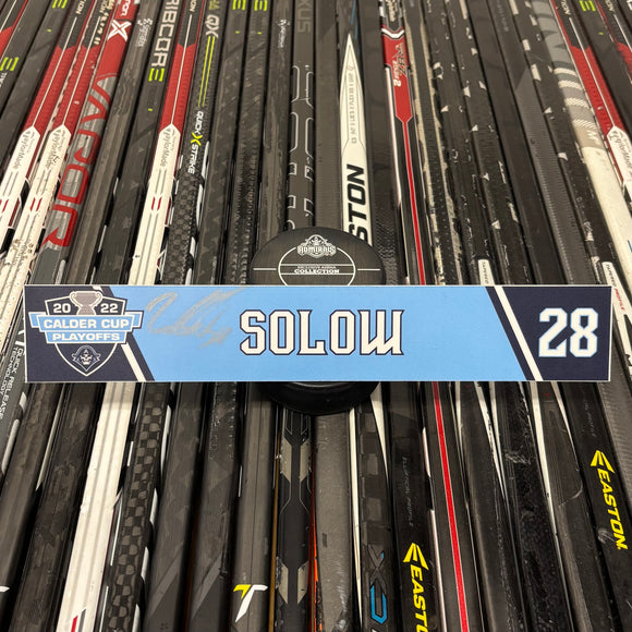 SOLOW LT BLUE PLAYOFF 21-22 SIGNED NAMEPLATE